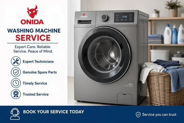 Onida washing machine service — technician servicing an Onida washer