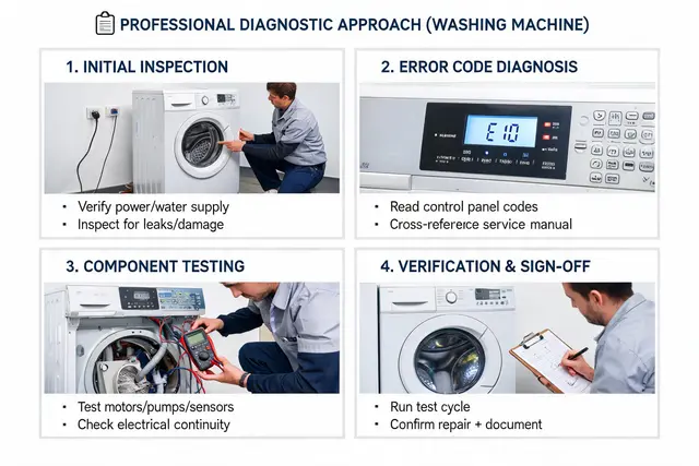 Professional washing machine diagnostic approach — inspection, measurement and root-cause analysis